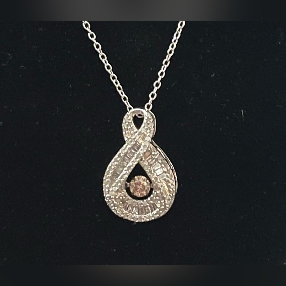 Silver and Brown Pendant Necklace